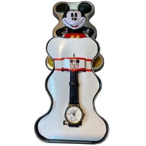 NIB Vintage Mickey Mouse Disney Time Works Leather with Original Box and Papers